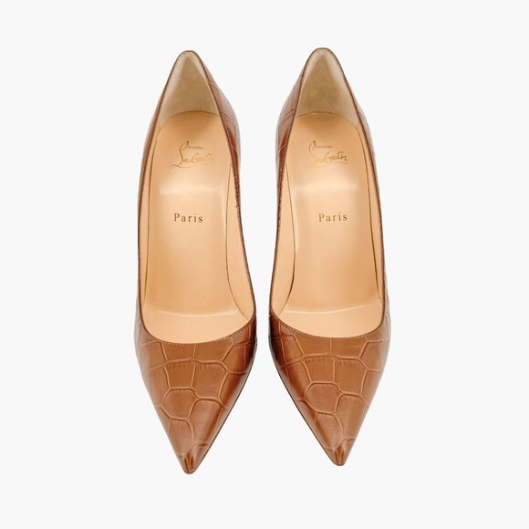 Christian Louboutin Kate 100 Pumps EU 40 US 10 Brown Alligator Croc High Heel - Picture 2 of 9